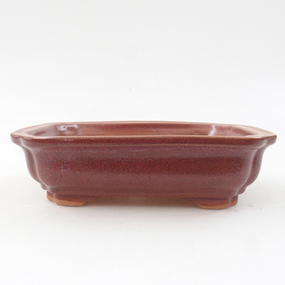 Keramická bonsai miska 14 x 11 x 4 cm, barva vínová
