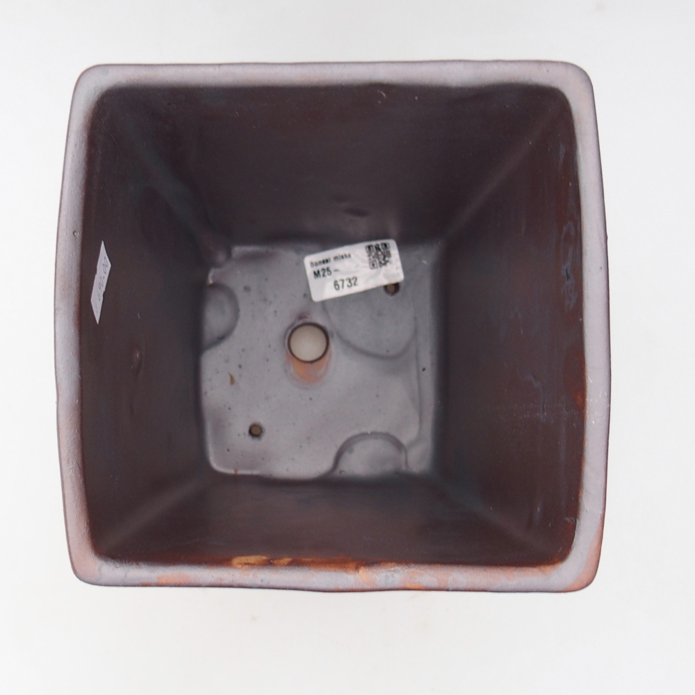 Keramická bonsai miska 15 x 15 x 19,5 cm, barva kovová