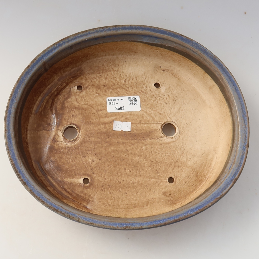 Keramická bonsai miska 26 x 24 x 6 cm, barva modrá