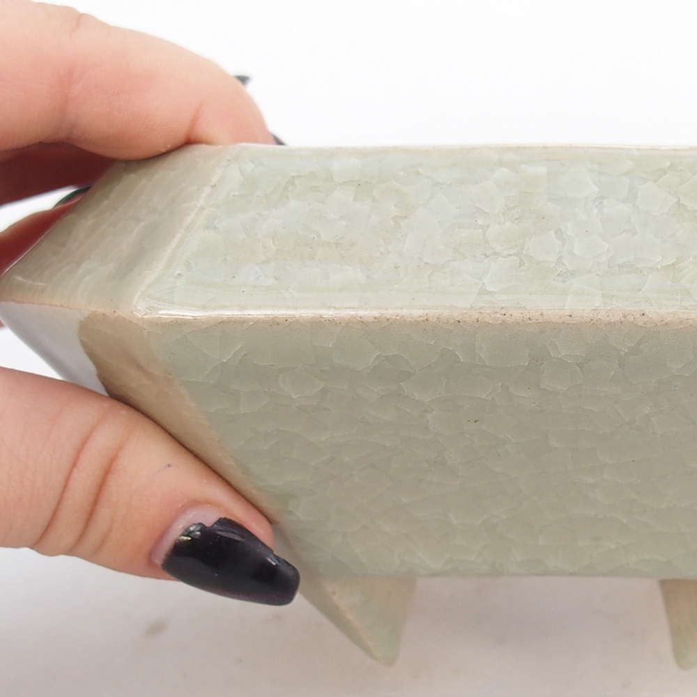 Keramická bonsai miska 13,5 x 13,5 x 7,5 cm, barva zelená