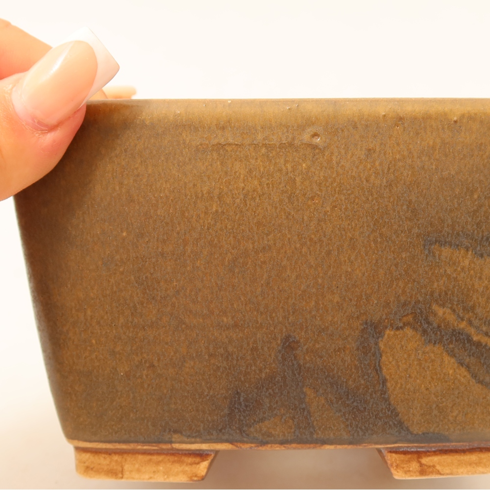 Keramická bonsai miska 13 x 13 x 8 cm, barva hnědá