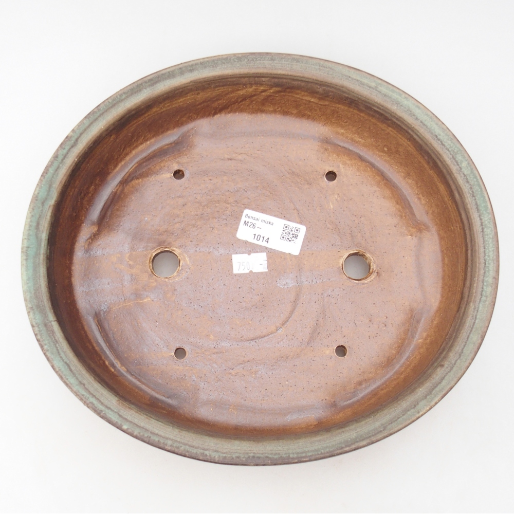 Keramická bonsai miska 26 x 23,5 x 5,5 cm, barva zelená