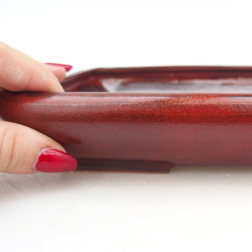 Keramická bonsai miska 24 x 17,5 x 4 cm, barva červená