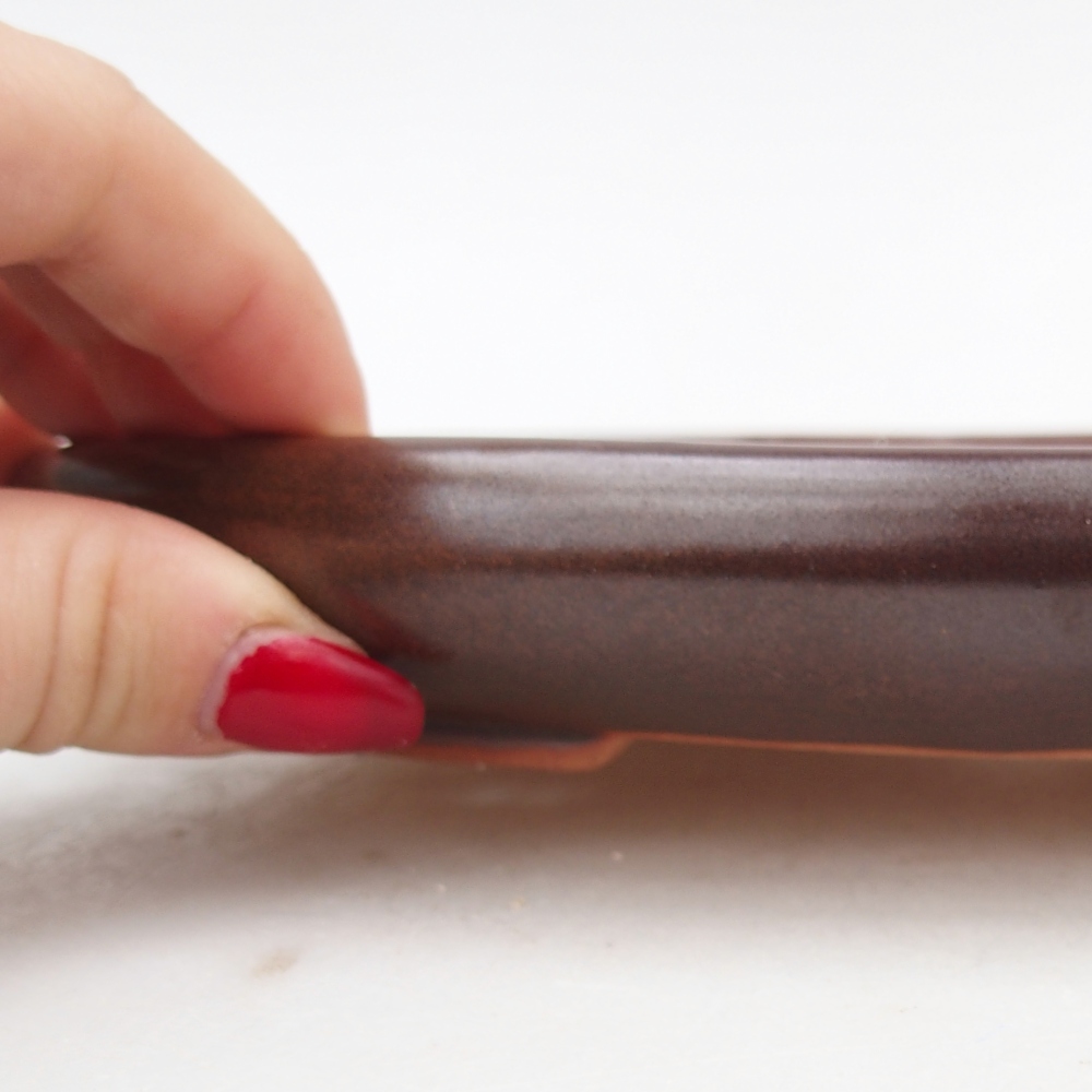 Keramická bonsai miska 22 x 17 x 3 cm, barva hnědá