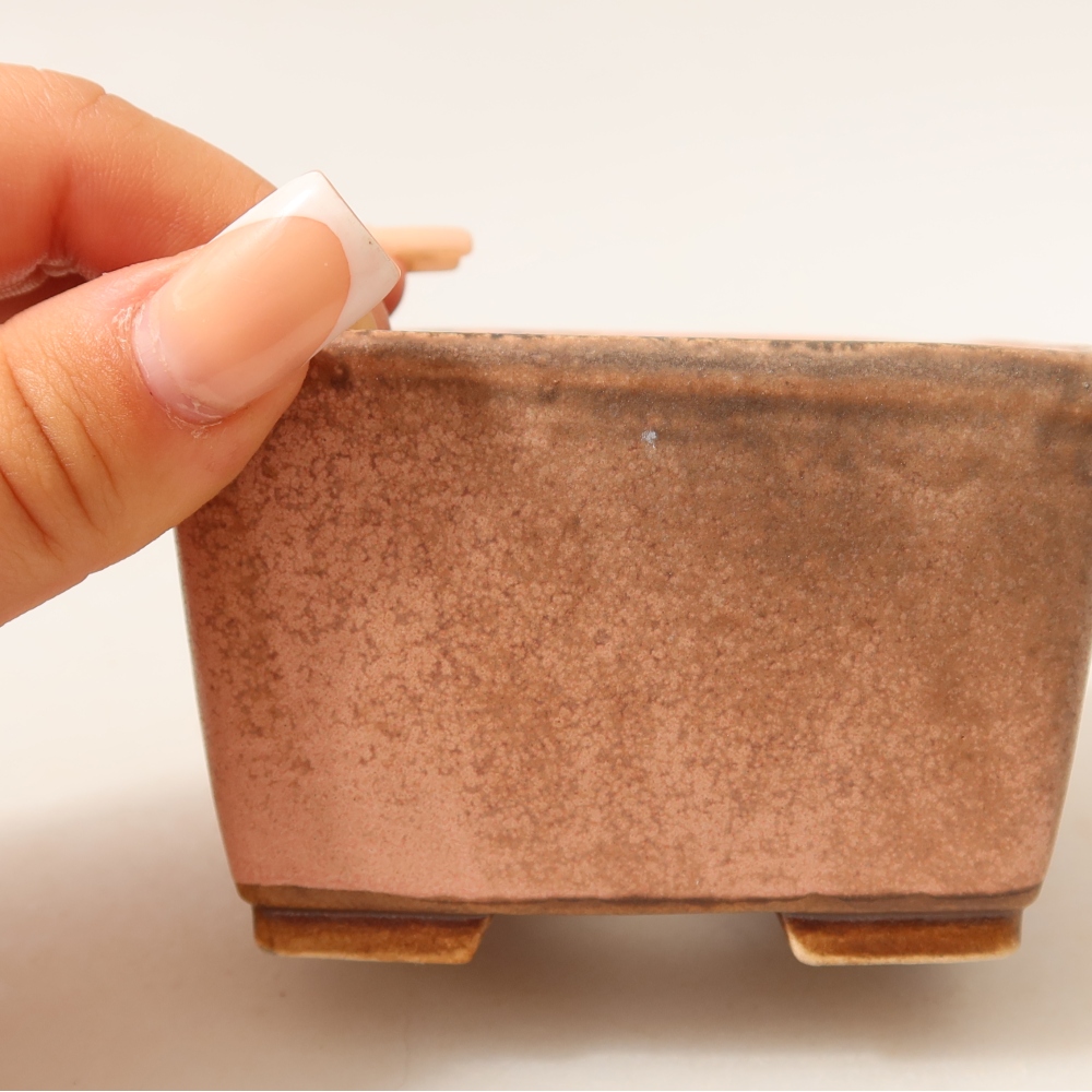 Keramická bonsai miska 8,5 x 8,5 x 5,5 cm, barva růžová