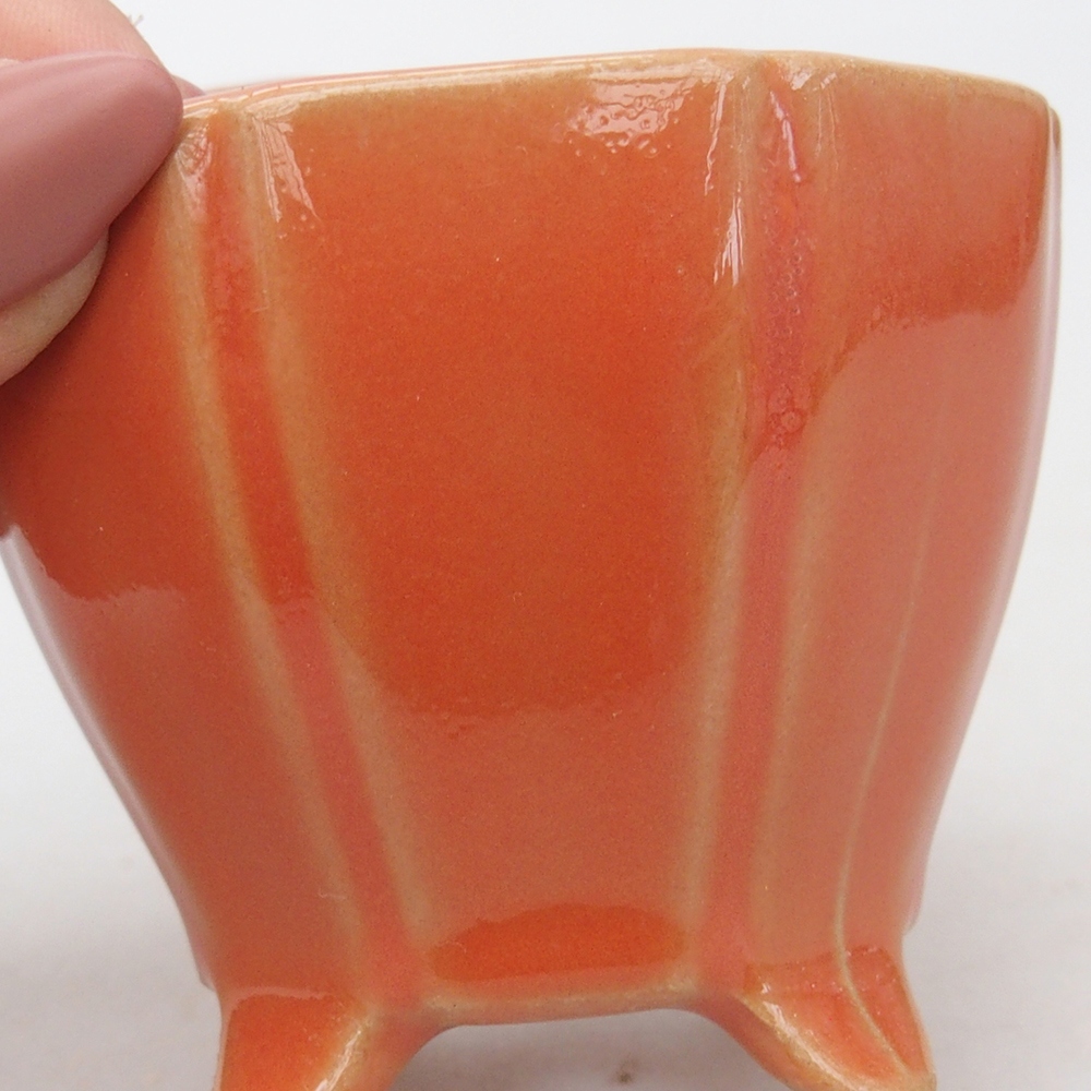 Keramická bonsai miska 7,5 x 7,5  x 6 cm, barva oranžová