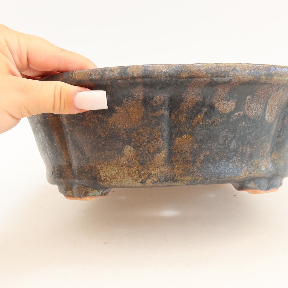 Keramická bonsai miska 26 x 26 x 8 cm, barva hnědá