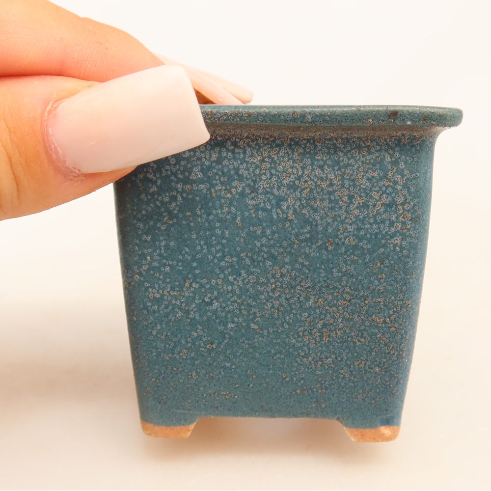 Keramická bonsai miska 6 x 6 x 5,5 cm, barva modrá