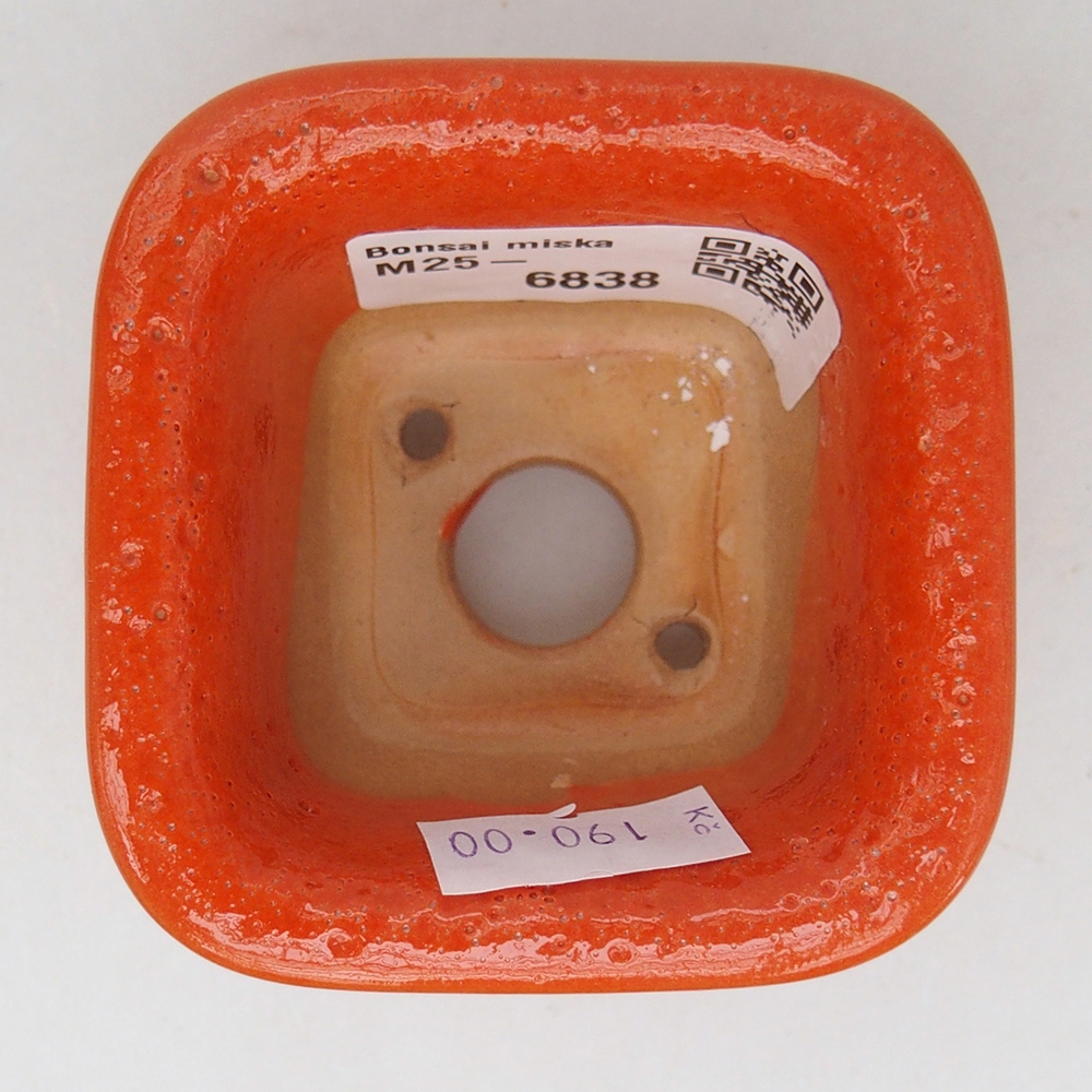 Keramická bonsai miska 6,5 x 6,5  x 5 cm, barva oranžová