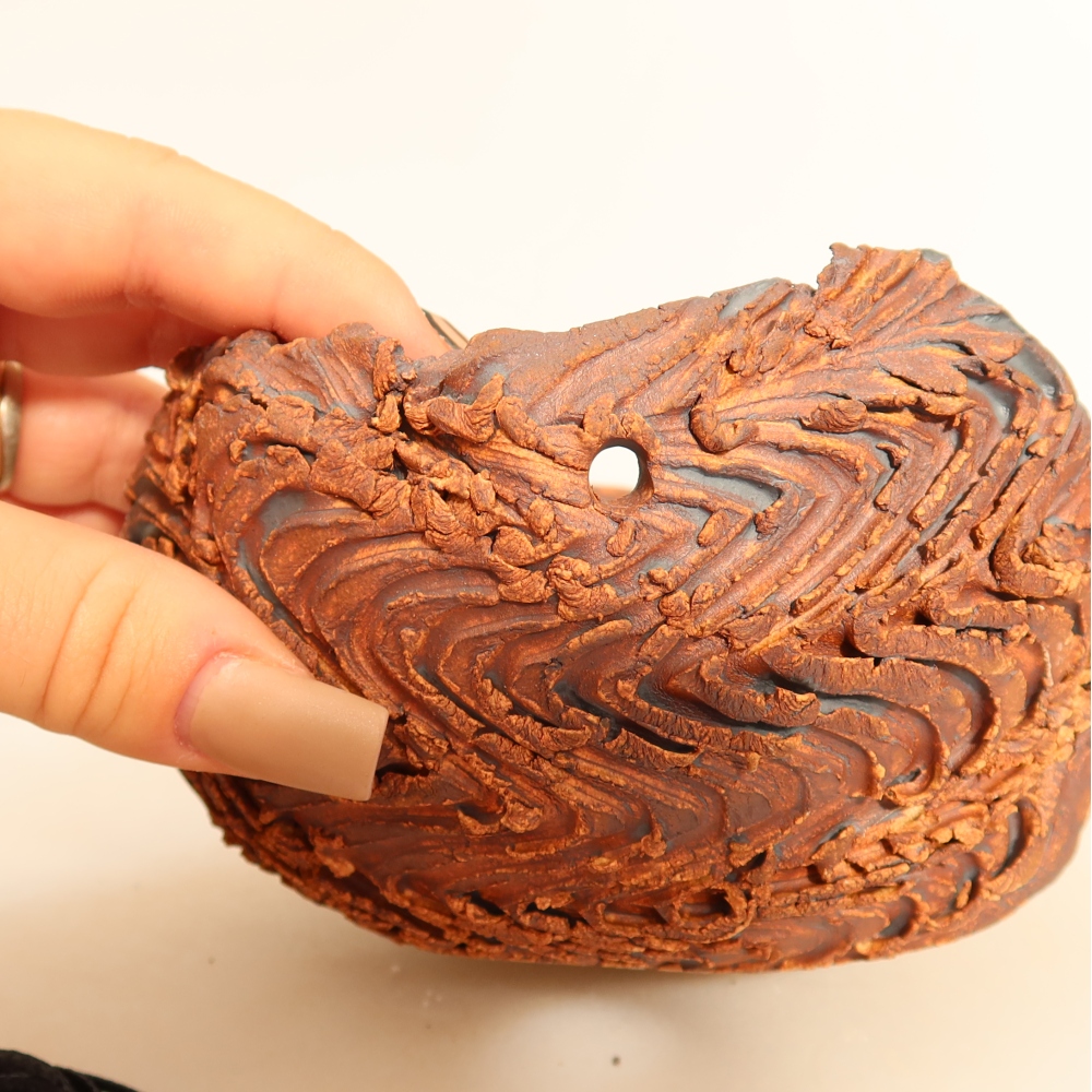 Keramická Skořápka na Kokedamu 12 x 12 x 7,5 cm , barva hnědá