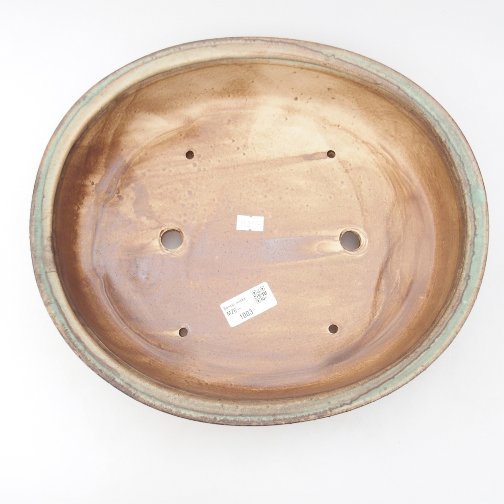 Keramická bonsai miska 32,5 x 28,5 x 7 cm, barva zelená