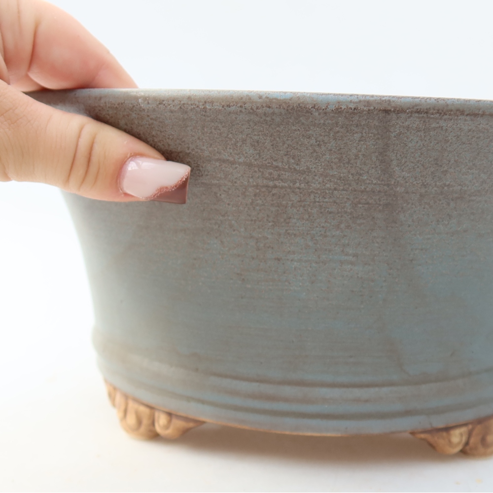 Keramická bonsai miska 24,5 x 24,5 x 11,5 cm, barva modrá