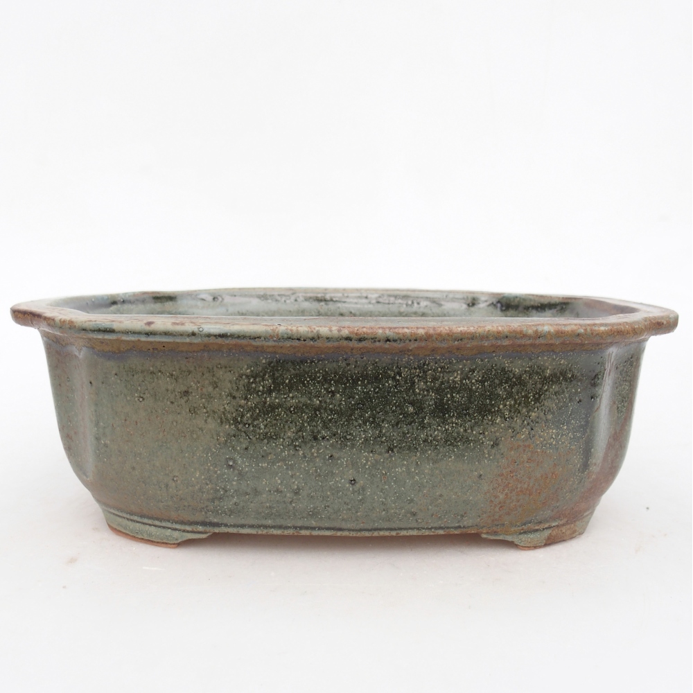 Keramická bonsai miska 22 x 18 x 7,5 cm, barva zelená