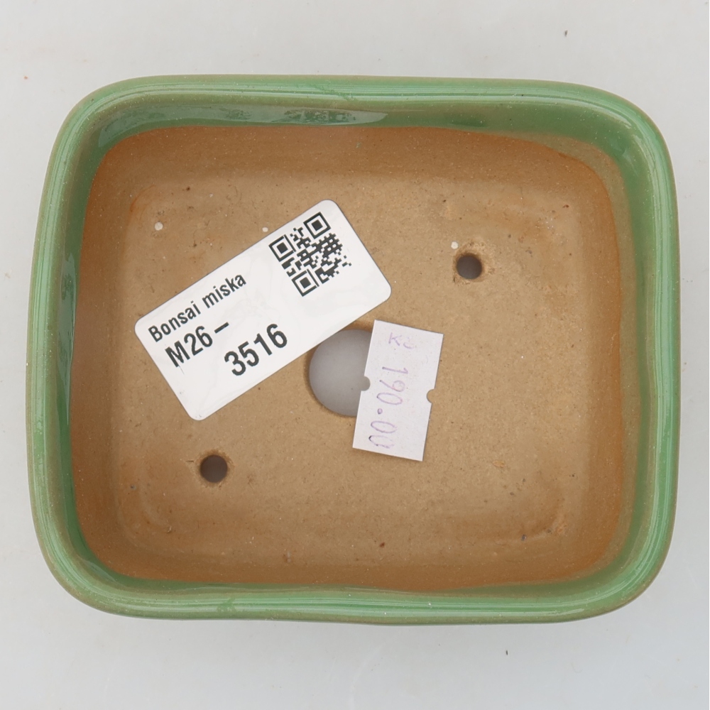 Keramická bonsai miska 10 x 8 x 3,5 cm, barva zelená