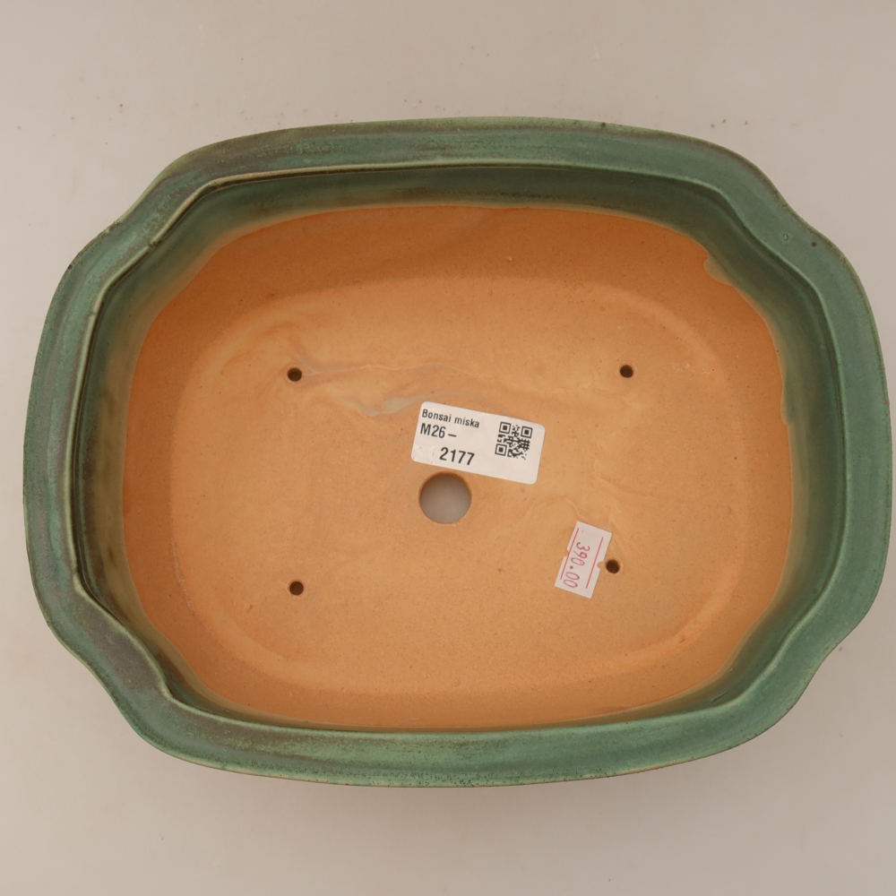 Keramická bonsai miska 22,5 x 17,5 x 7,5 cm, barva zelená