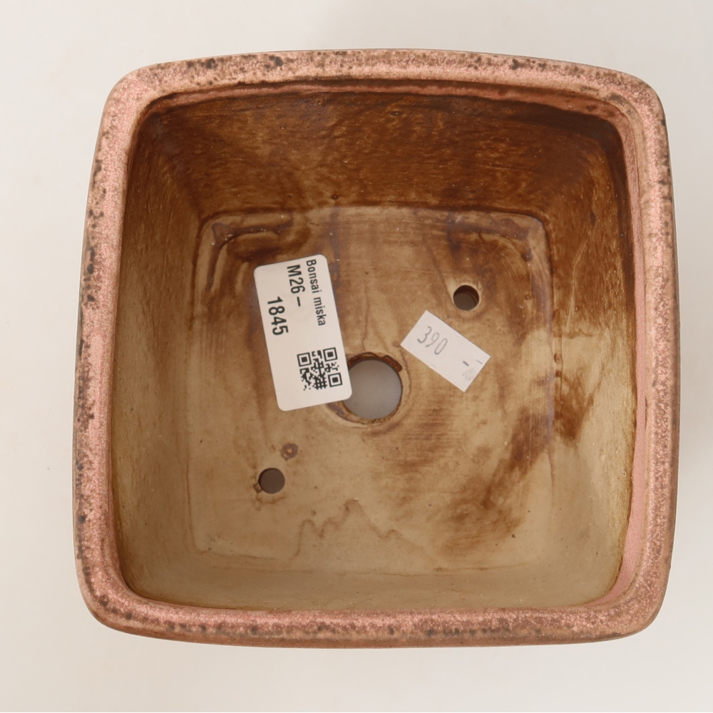 Keramická bonsai miska 13 x 13 x 8 cm, barva růžová