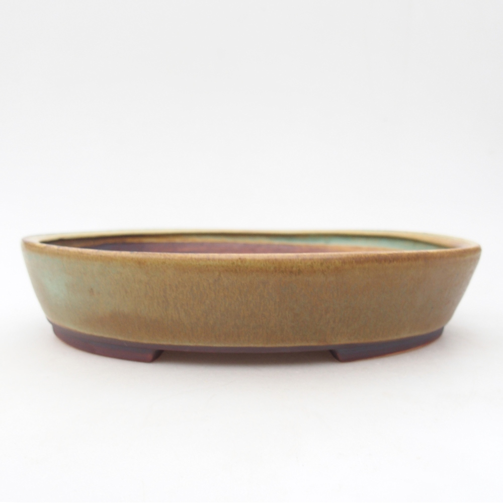 Keramická bonsai miska 22,5 x 20 x 4,5 cm, barva zelená