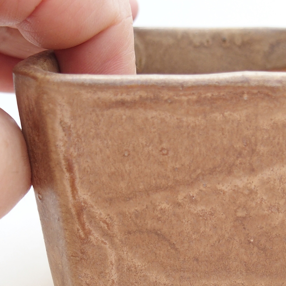 Keramická bonsai miska 9 x 9 x 7 cm, barva béžová