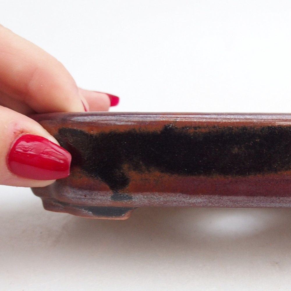 Keramická bonsai miska 13 x 9 x 3 cm, barva hnědá