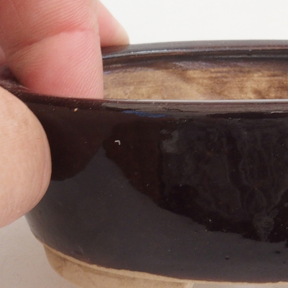 Keramická bonsai miska 9,5 x 8 x 3 cm, barva hnědá