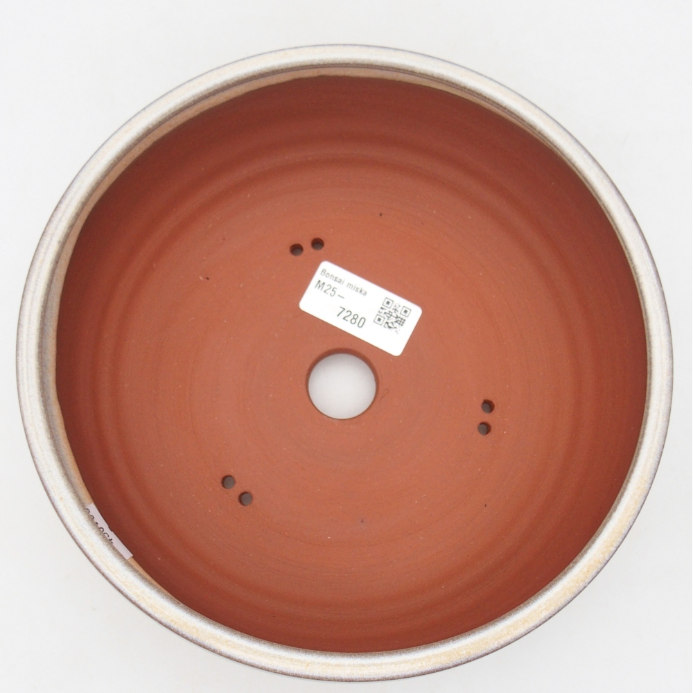 Keramická bonsai miska 19,5 x 19,5 x 6,5 cm, barva béžová