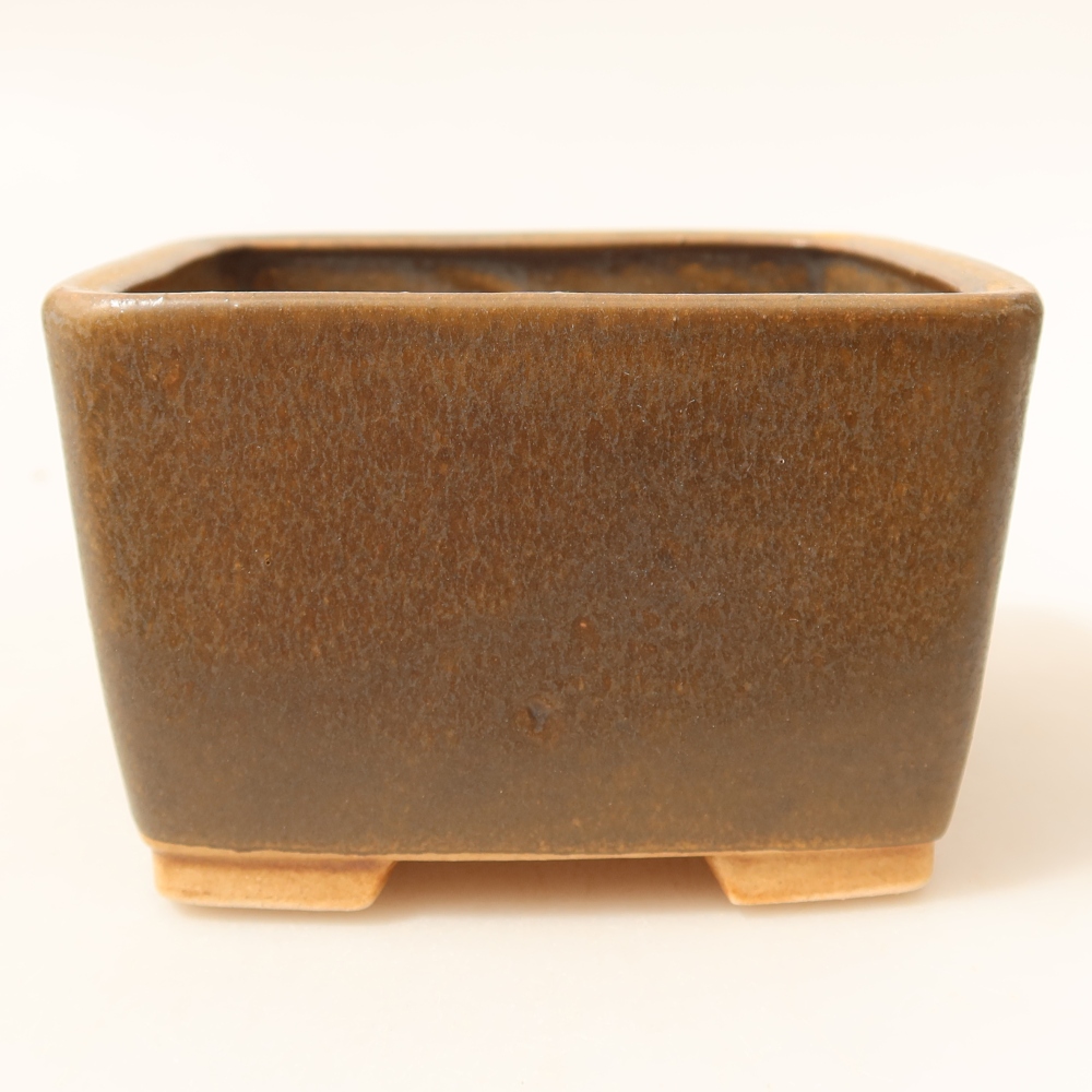 Keramická bonsai miska 10,5 x 10,5 x 7 cm, barva hnědá