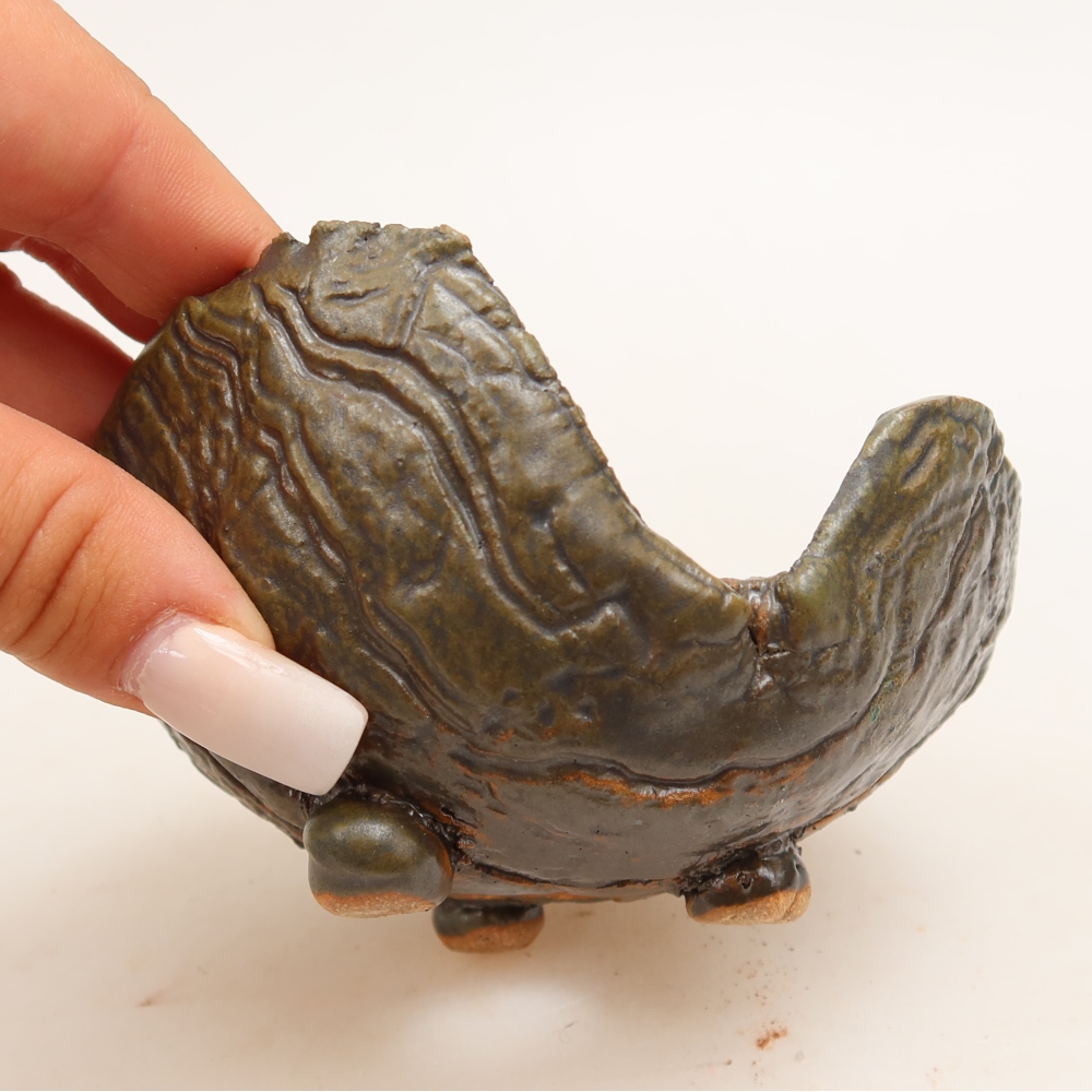 Keramická Skořápka  10,5 x 8,5 x 6 cm , barva hnědozelená
