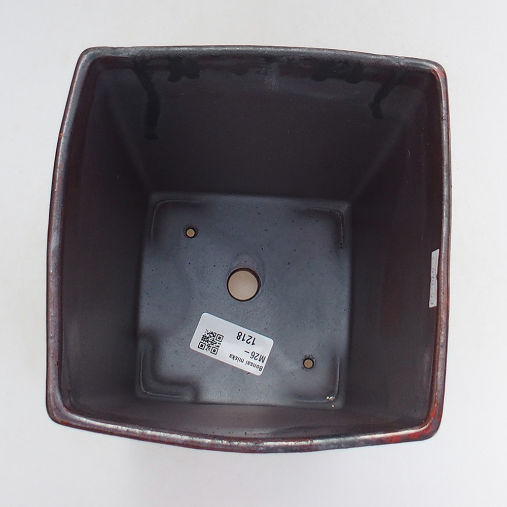 Keramická bonsai miska 15 x 15 x 19 cm, barva červená