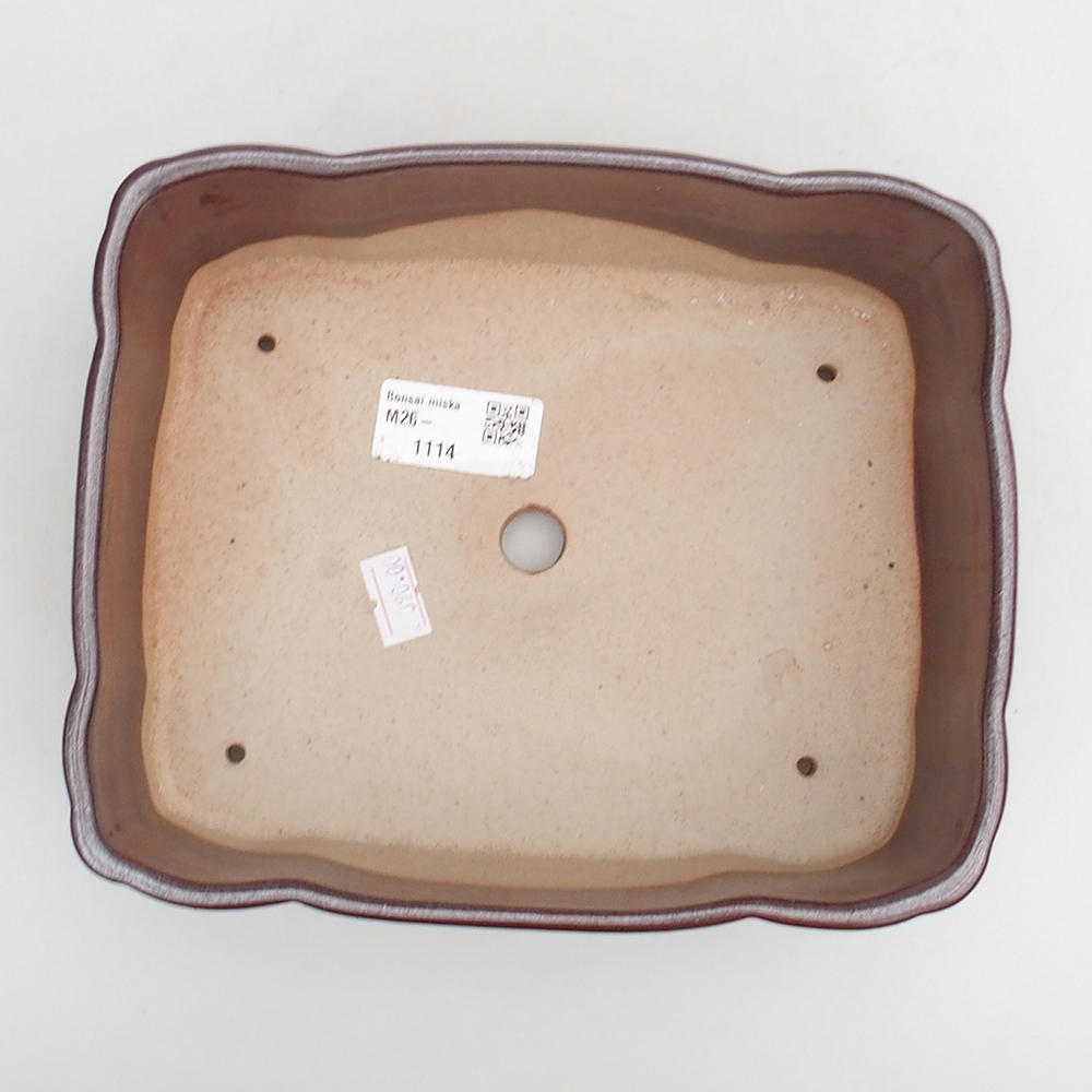 Keramická bonsai miska 20 x 17 x 7 cm, barva vínová