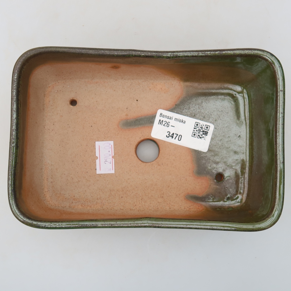 Keramická bonsai miska 16 x 10,5 x 5,5 cm, barva zelená