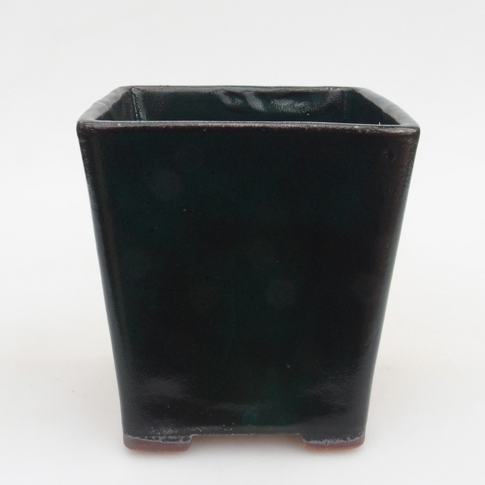Keramická bonsai miska 10,5 x 10,5 x 10,5 cm, barva zelená