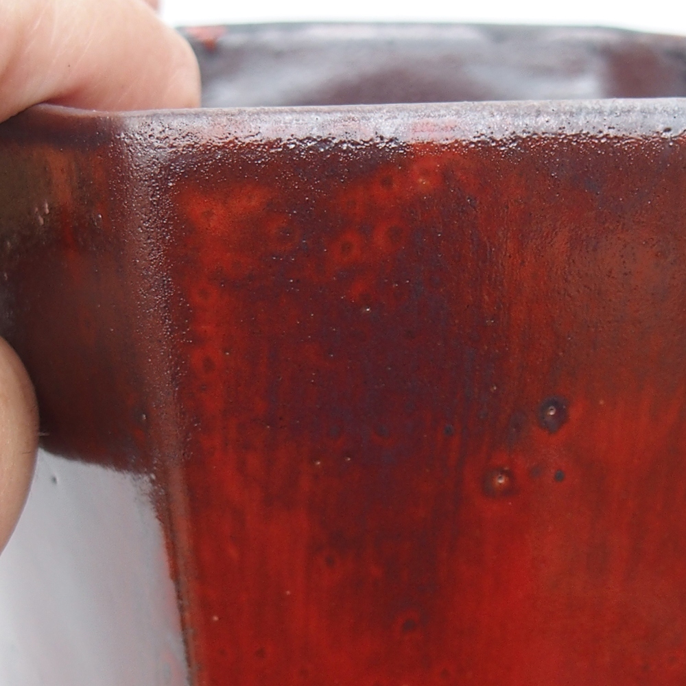 Keramická bonsai miska 13 x 11,5 x 17 cm, barva červená