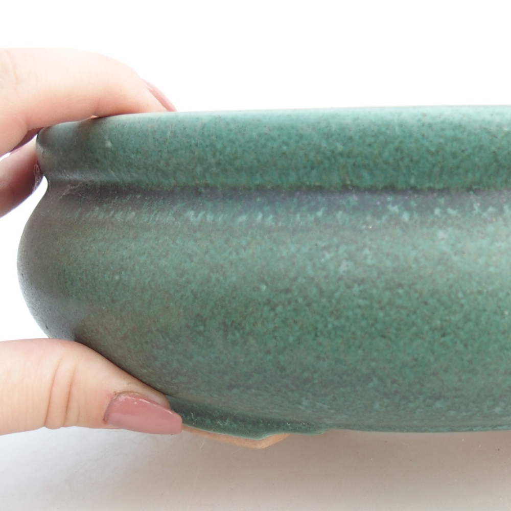 Keramická bonsai miska 23 x 23 x 8 cm, barva zelená