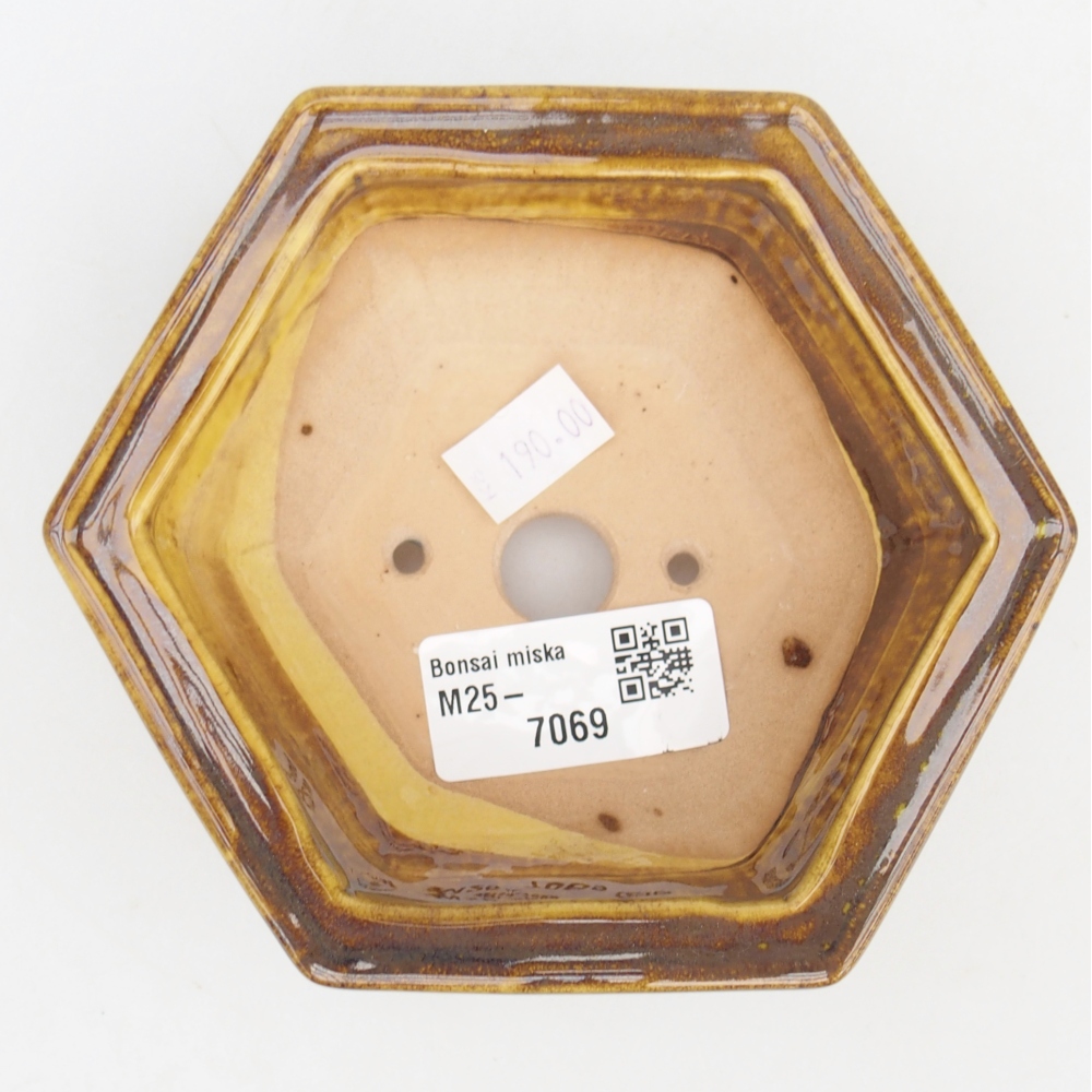 Keramická bonsai miska 12 x 10,5 x 4,5 cm, barva žlutá