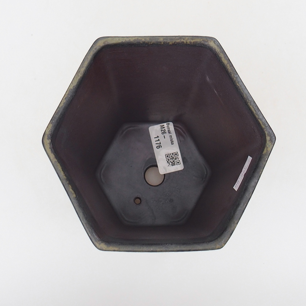 Keramická bonsai miska 13 x 11,5 x 17 cm, barva zelenošedá