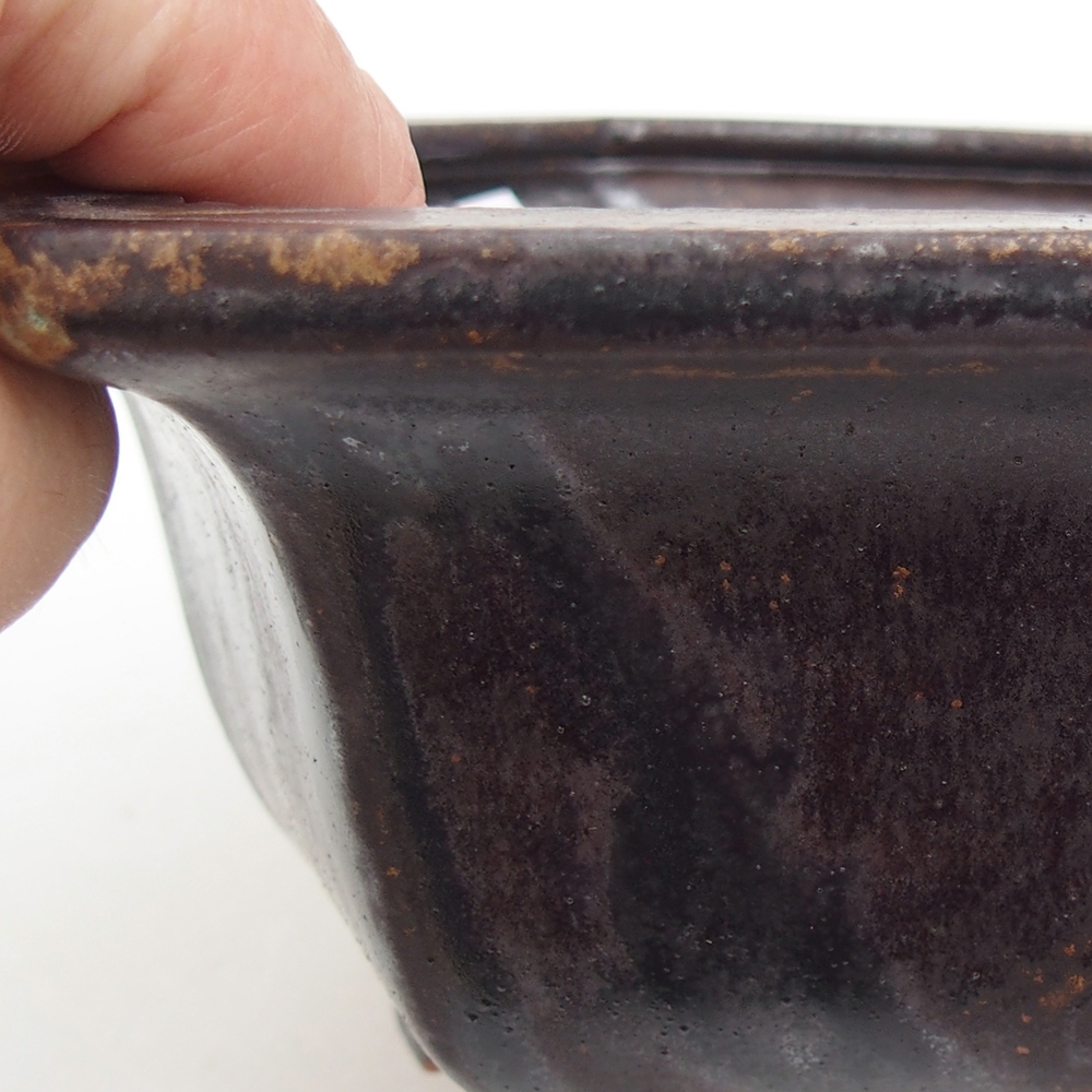 Keramická bonsai miska 18 x 16 x 9 cm, barva kovová