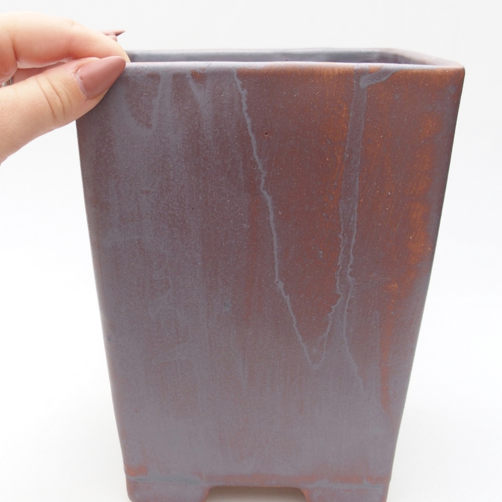 Keramická bonsai miska 15 x 15 x 19,5 cm, barva kovová