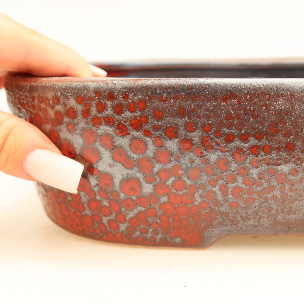 Keramická bonsai miska 32 x 24,5 x 6,5 cm, barva kovovočervená