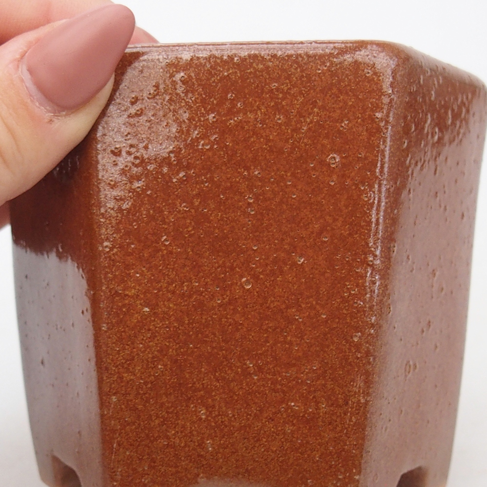 Keramická bonsai miska 9,5 x 8,5  x 8 cm, barva hnědá