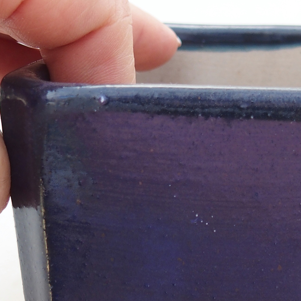 Keramická bonsai miska 9 x 9 x 7 cm, barva modrá