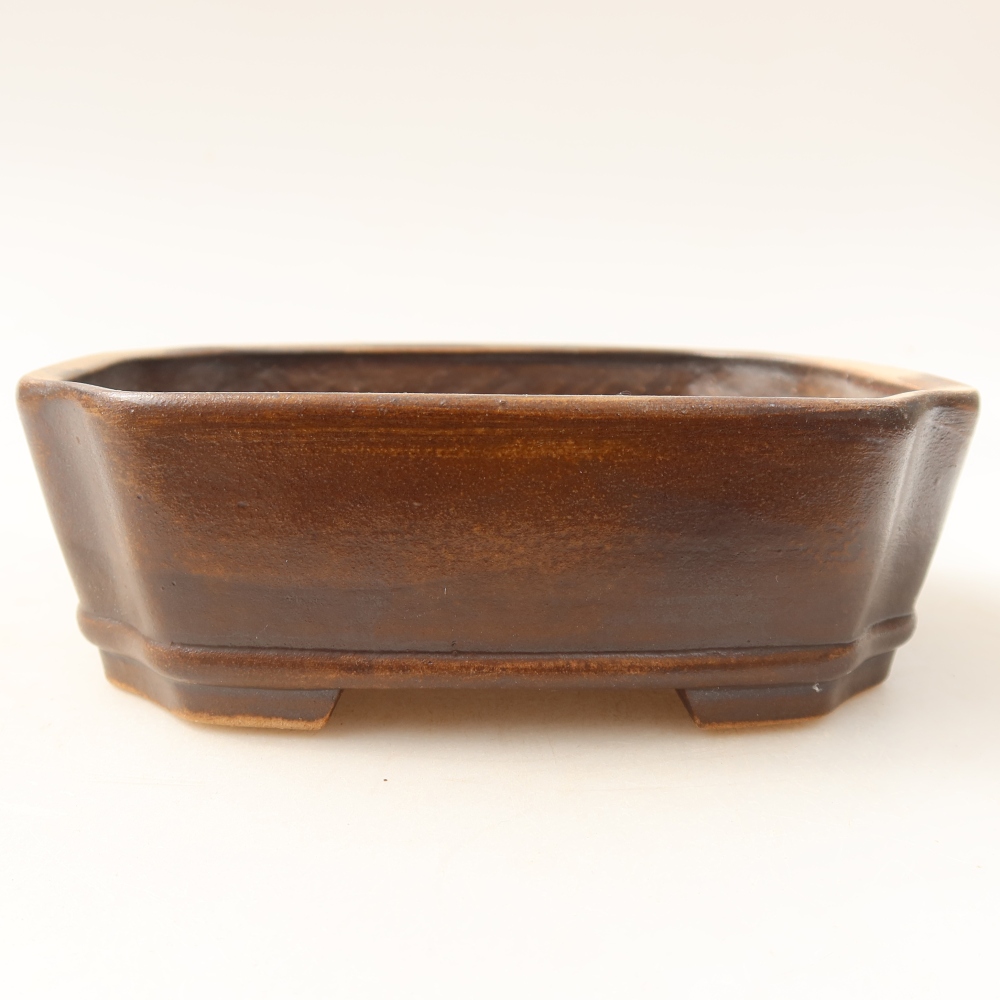 Keramická bonsai miska 13,5 x 11,5 x 4 cm, barva hnědá