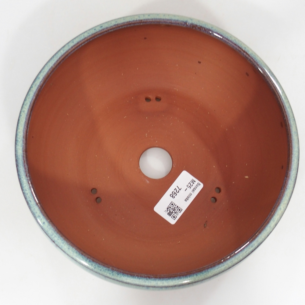 Keramická bonsai miska 19 x 19 x 6 cm, barva modrozelená