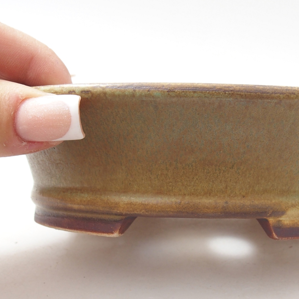 Keramická bonsai miska 14 x 12,5 x 4 cm, barva zelená