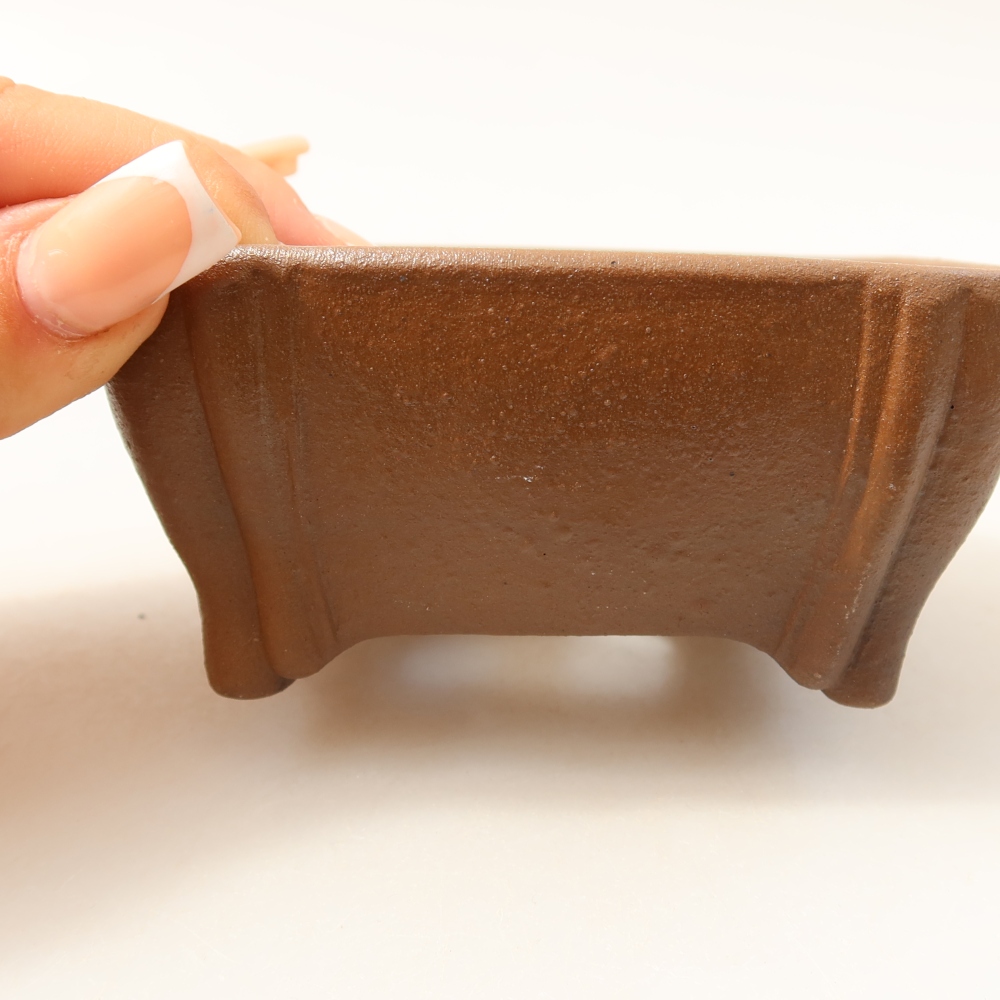 Keramická bonsai miska 10,5 x 10,5 x 4,5 cm, barva hnědá