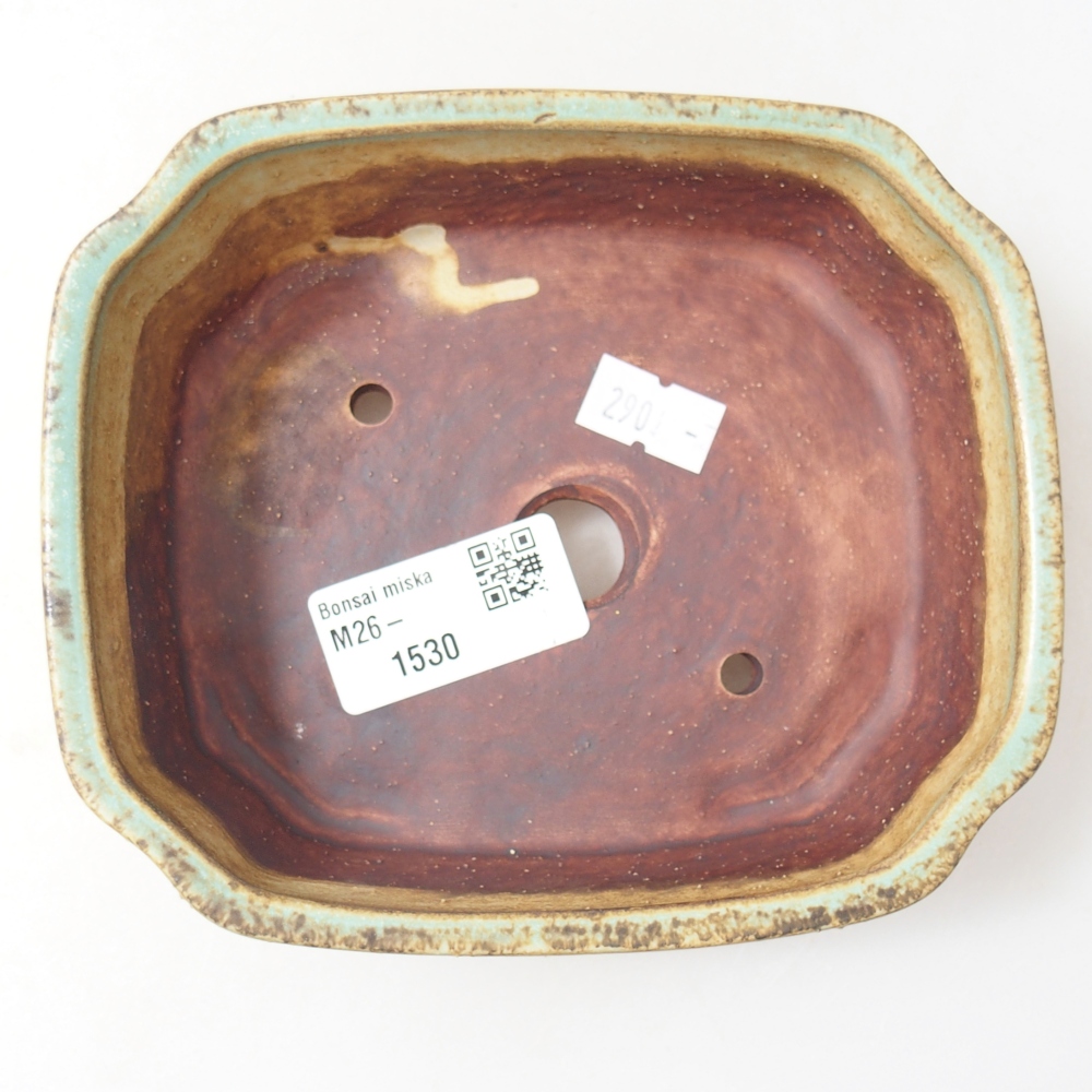 Keramická bonsai miska 14 x 12 x 4,5 cm, barva zelená