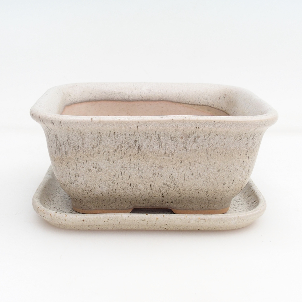 Bonsai miska + podmiska H38 - 12 x 10,5 x 5 cm. - béžová