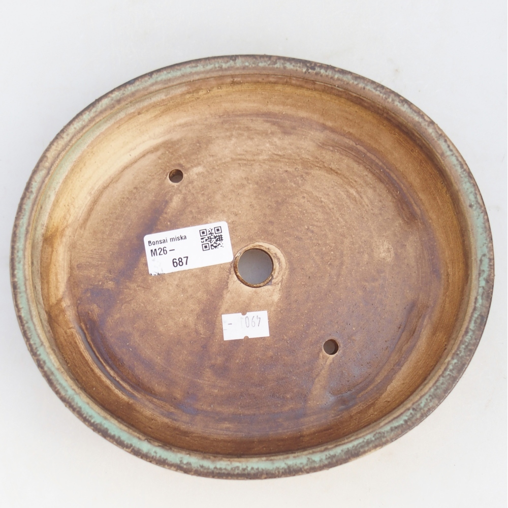 Keramická bonsai miska 21 x 19 x 4,5 cm, barva zelená