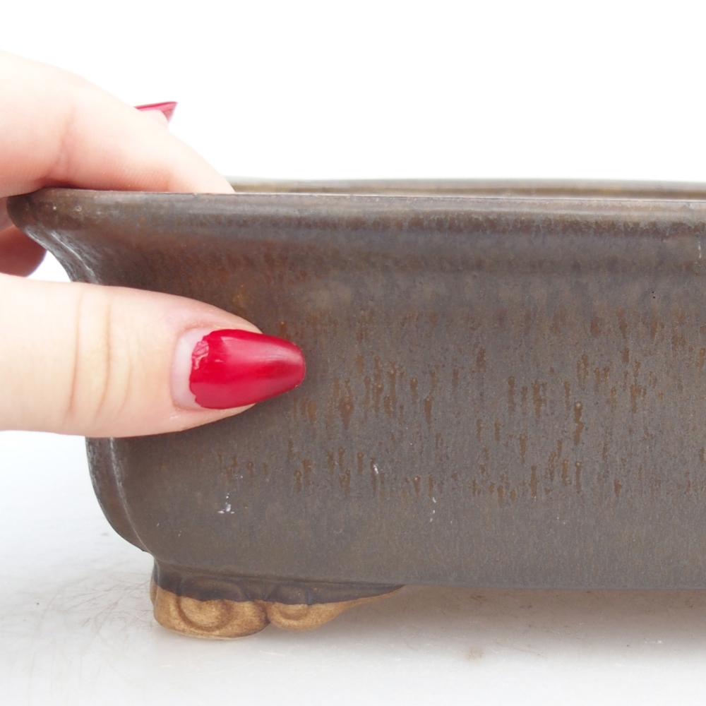 Keramická bonsai miska 25 x 20 x 7,5 cm, barva hnědá