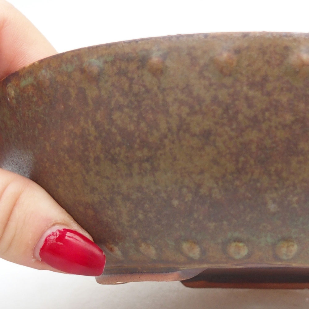 Keramická bonsai miska 17,5 x 17,5 x 4,5 cm, barva zelená