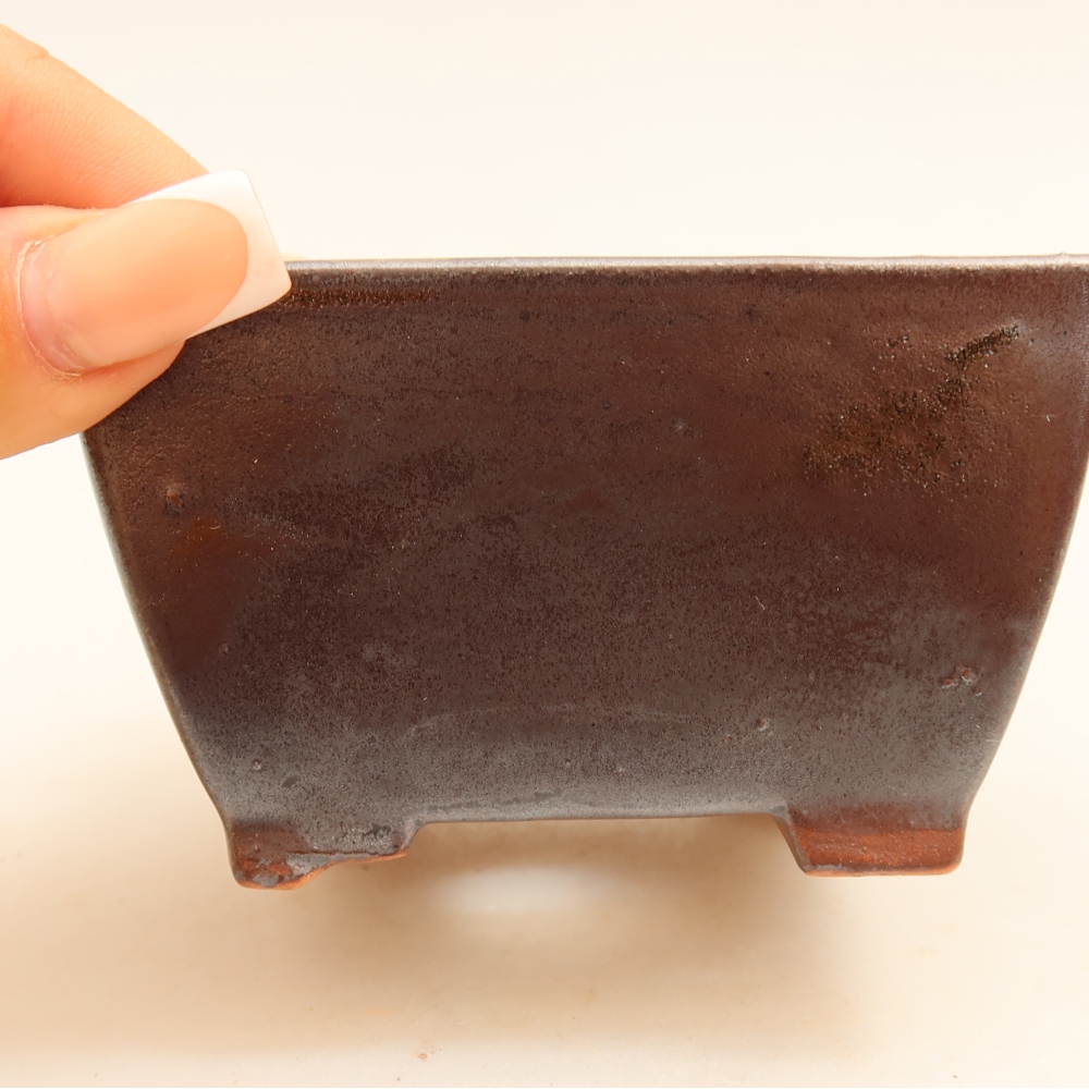 Keramická bonsai miska 9,5 x 9,5 x 5,5 cm, barva kovová